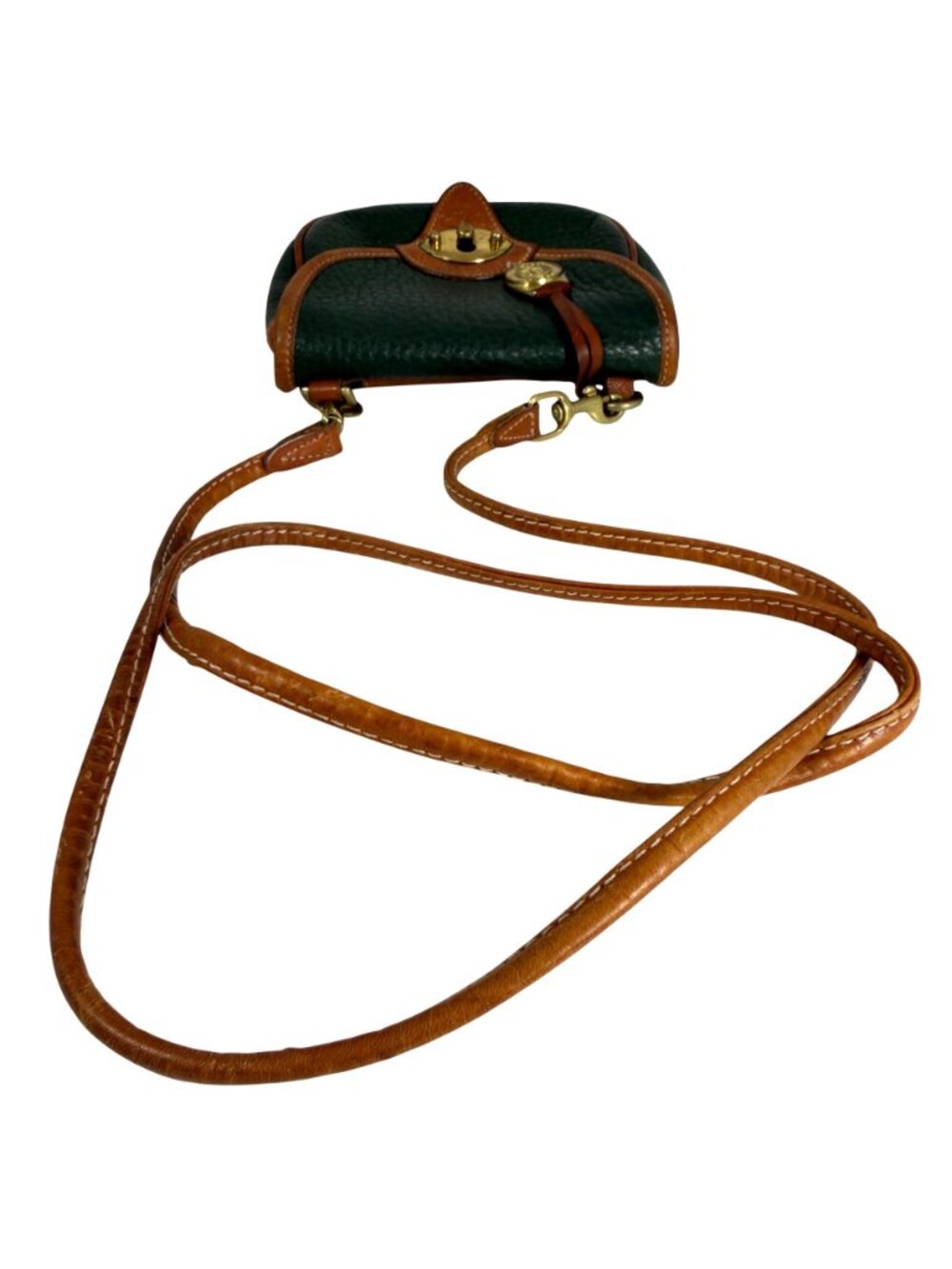 VTG Dooney Bourke Green MINI AWL Saddle Calvary Crossbody Bag Fanny Pack + Charm - Picture 7 of 11